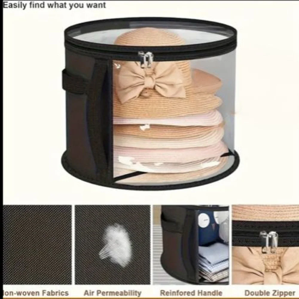 Black and Clear Hat Storage Box, NEW